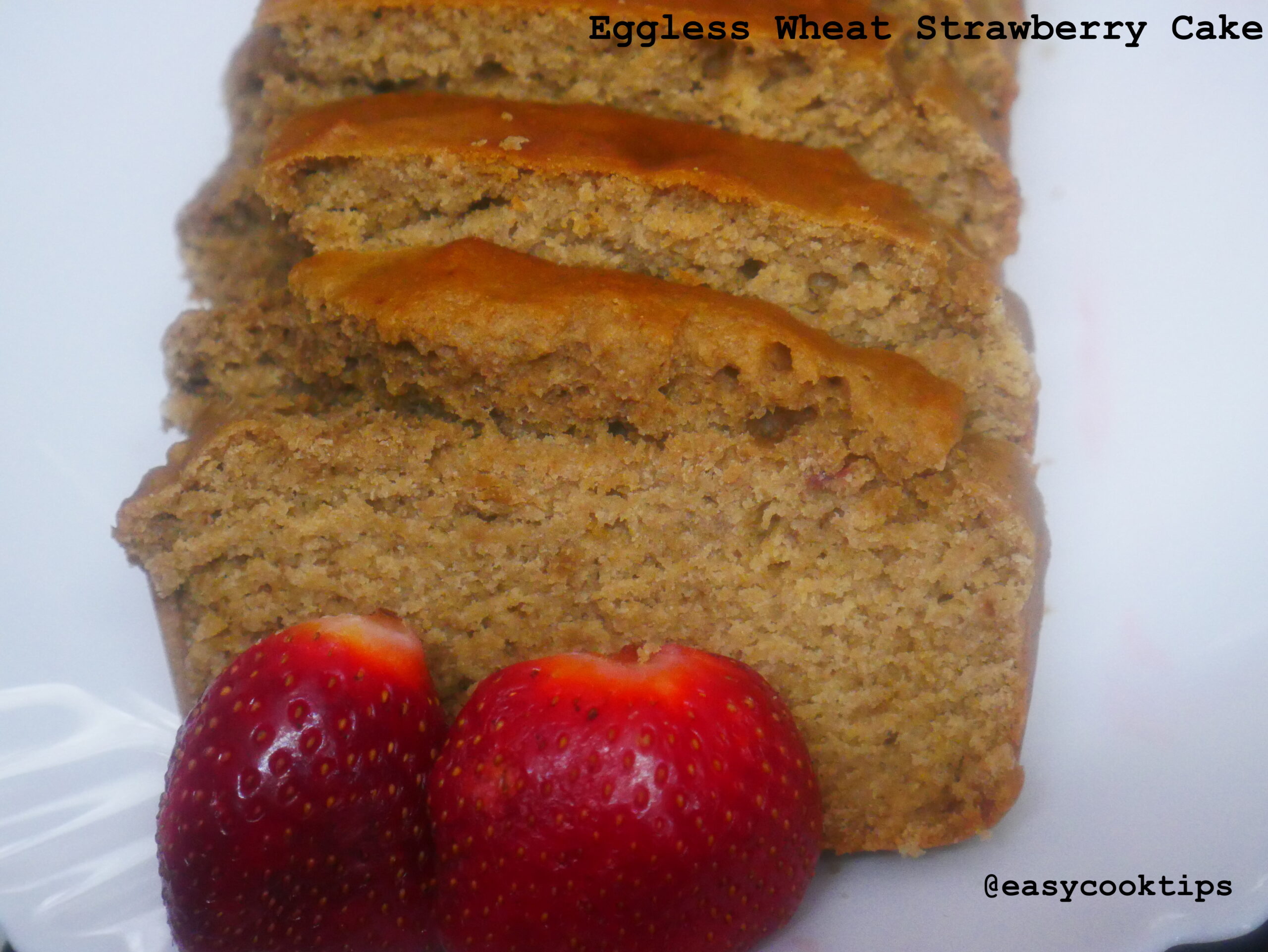 eggless wheat strawberry cake